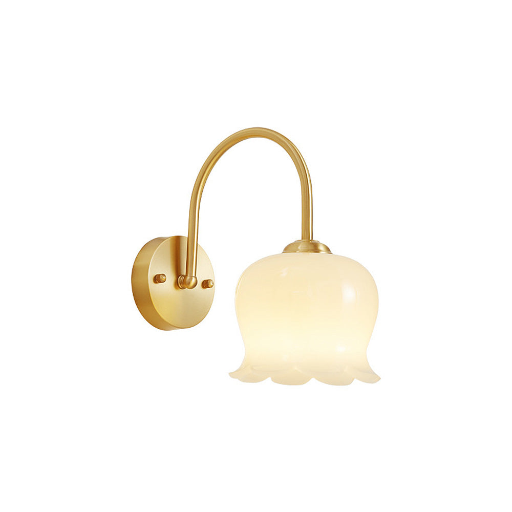 Fransk Blomma Skugga Glas Vägglampa