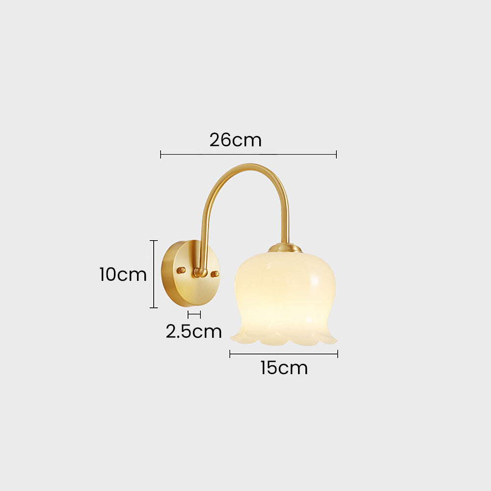 Fransk Blomma Skugga Glas Vägglampa