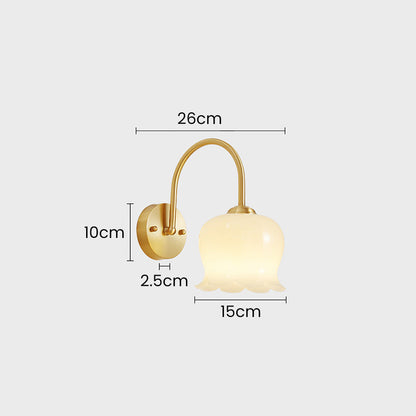 Fransk Blomma Skugga Glas Vägglampa