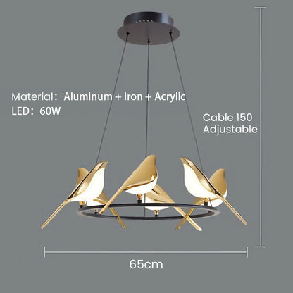 Kreativa Fåglar LED Cirkelslinga Hänglampa