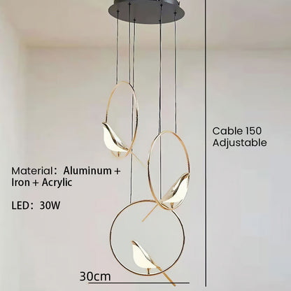 Kreativa Fåglar LED Cirkelslinga Hänglampa