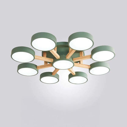 LED Taklampa med Modern Design i Trä