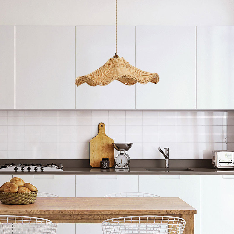 Boho Wicker Rattan Lampa i Lantstil