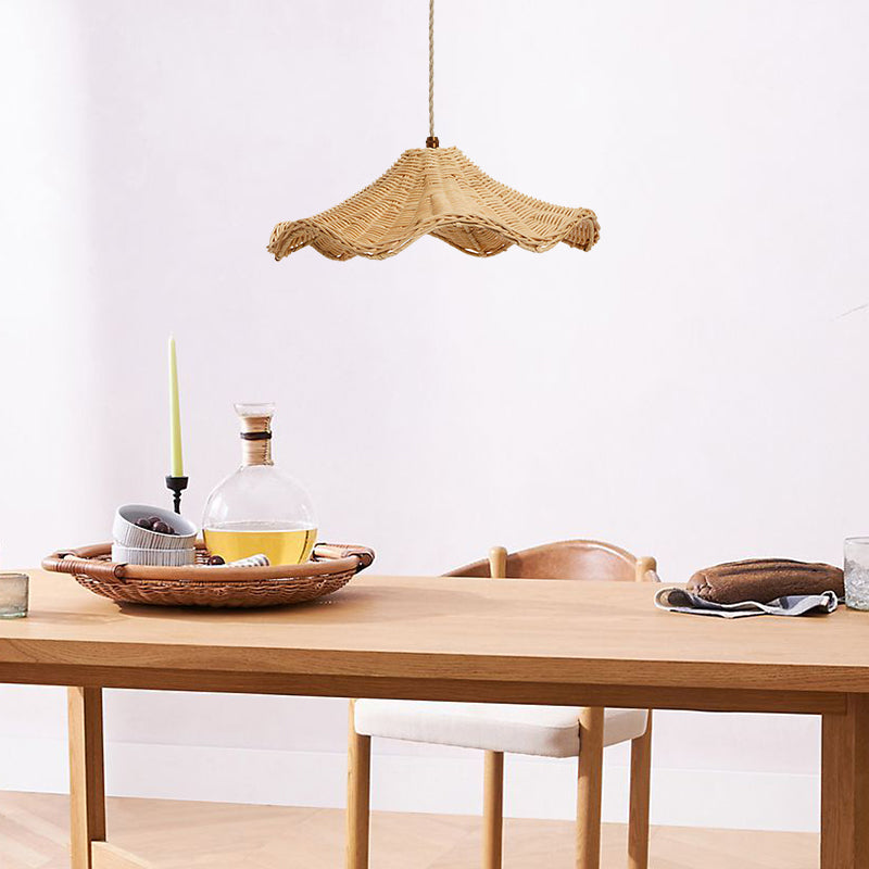 Boho Wicker Rattan Lampa i Lantstil