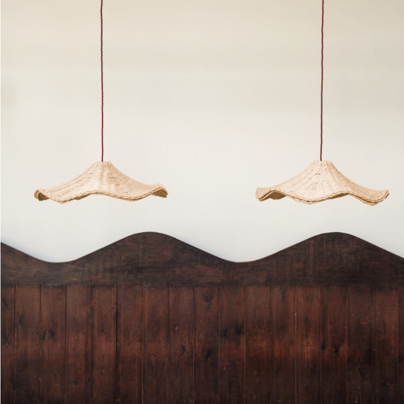 Boho Wicker Rattan Lampa i Lantstil