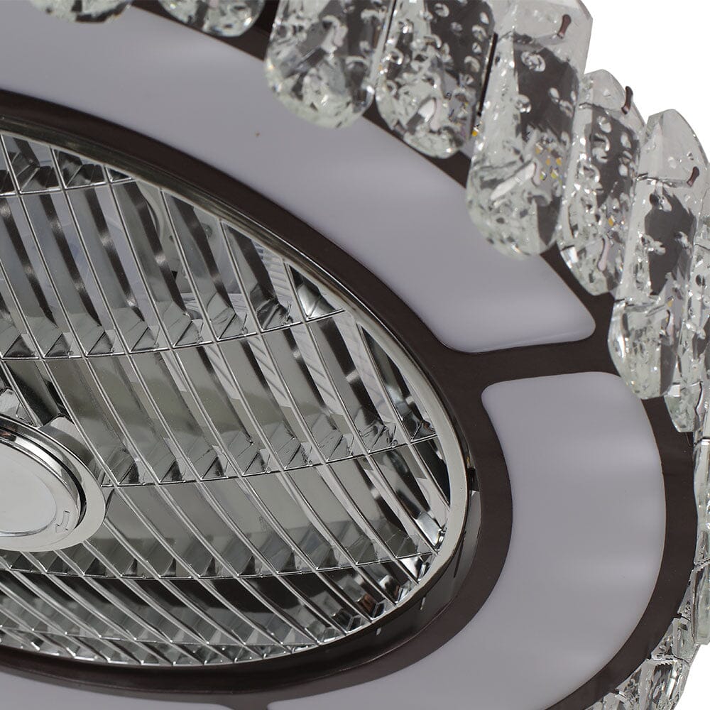 Stilren Rund Crystal LED Takmonterad Takfläkt Lampa