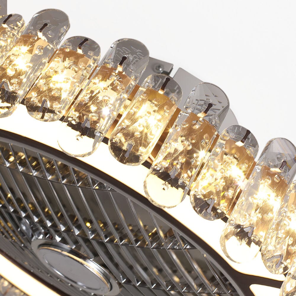 Stilren Rund Crystal LED Takmonterad Takfläkt Lampa