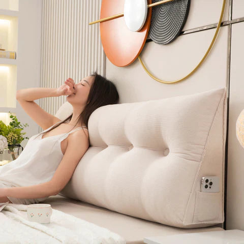 RoyaleGlow Lyxig Wedge Kudde - Ergonomiskt Stöd för Säng & Soffa