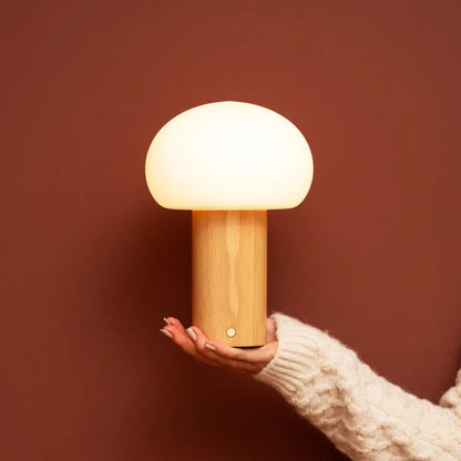 Lumari Senso | Dimbar bordslampa i trä och glas med batteri