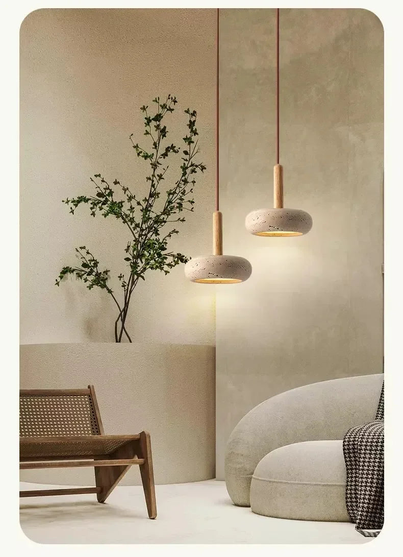 Lumivora™ – Elegant Travertinsten Pendant