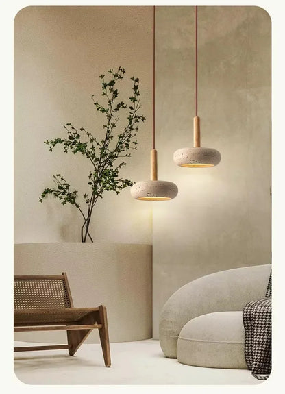 Lumivora™ – Elegant Travertinsten Pendant