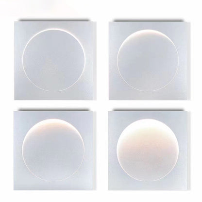 Elif - Modern LED Vägglampa Fyrkant Måne Inomhus, Vit, Metall