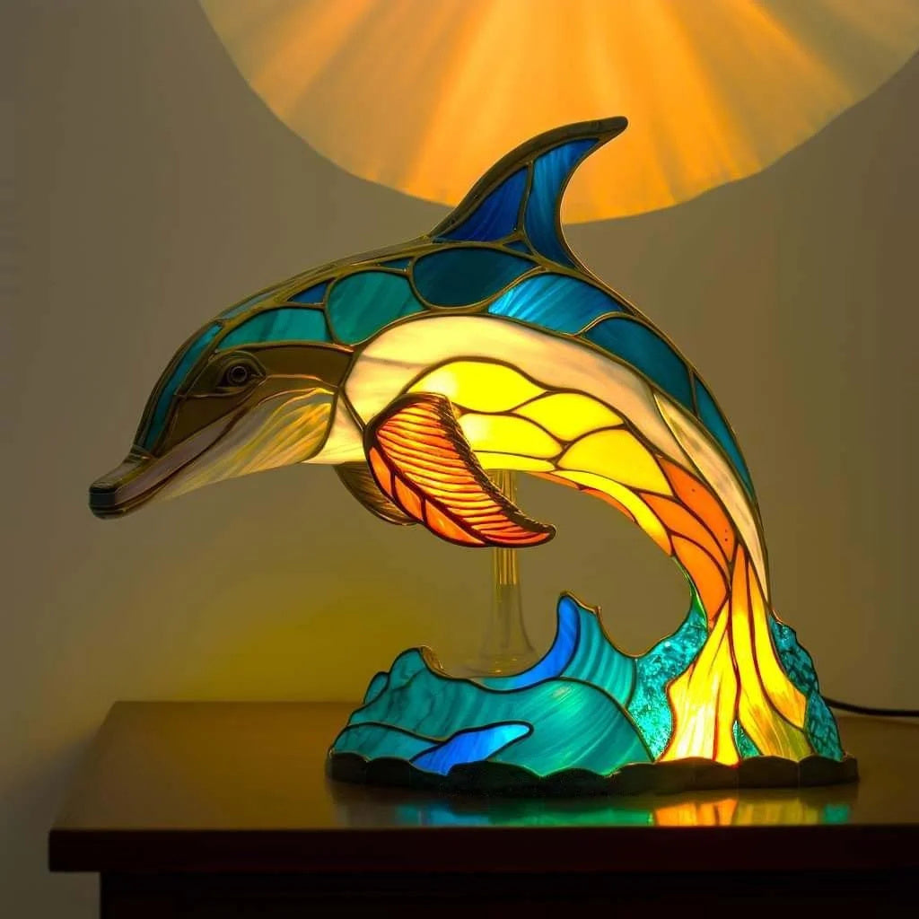 Animal Färgat Glas Bordslampa Ornament