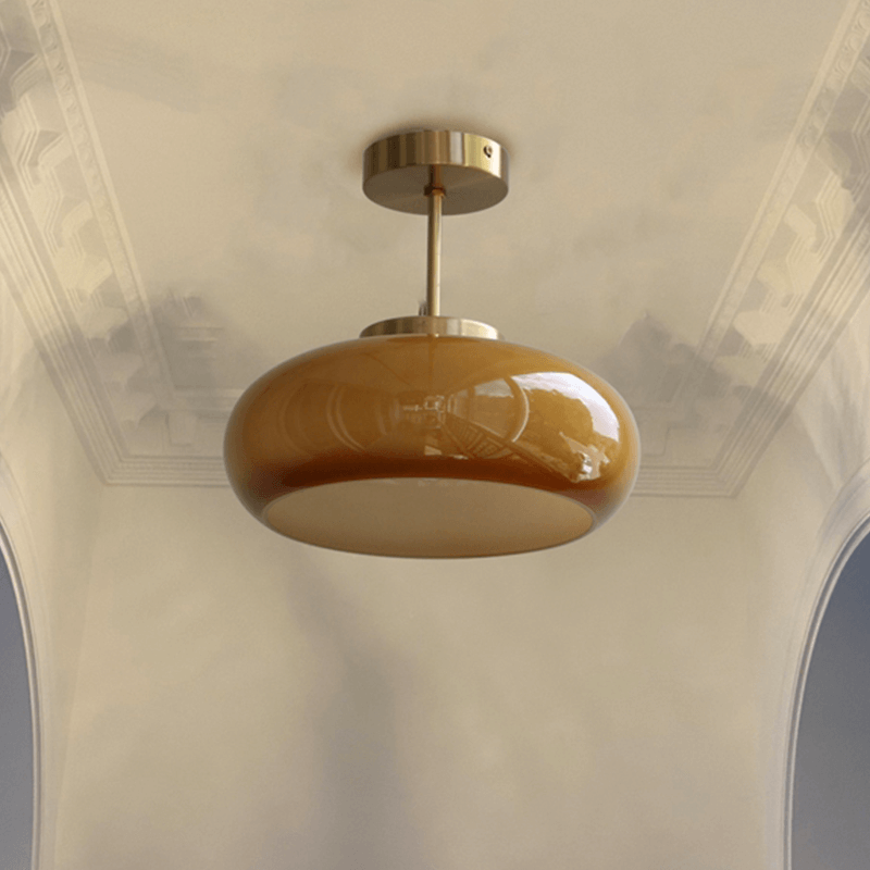11&quot; Mid-Century Stil Semi Flush Taklampa med Orange Glas Skärm