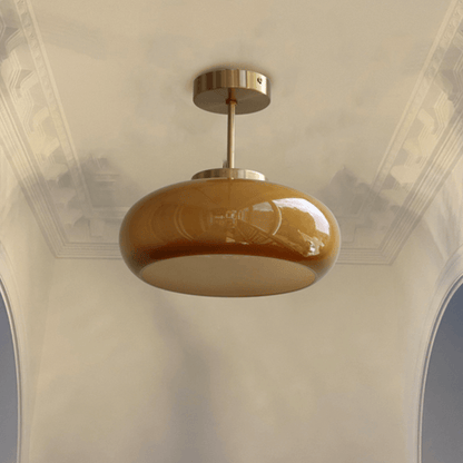11&quot; Mid-Century Stil Semi Flush Taklampa med Orange Glas Skärm