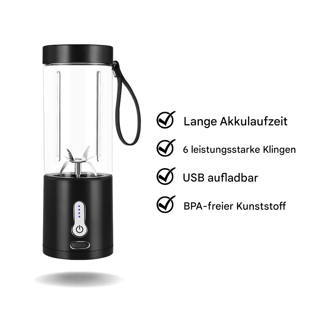 Bärbar Smoothiemaker med 6 kraftfulla blad – Kompakt mixer för att ta med