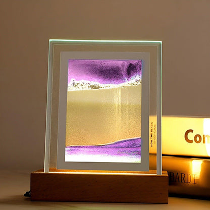 DriftGlow Ljus - 3D Glas LED Sandkonst Rörligt Nattljus