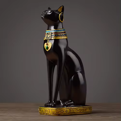 Carvallo Elegance – Egyptisk kattfigur med guldaccenter