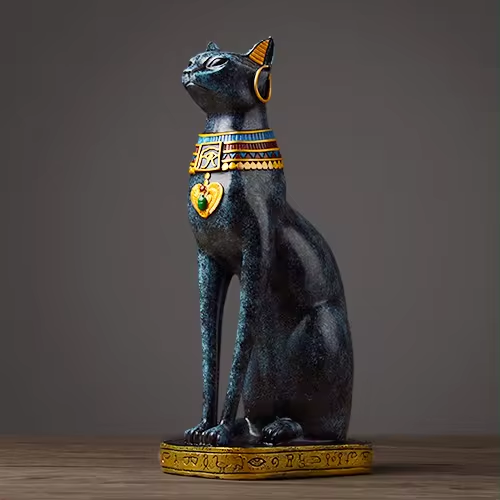 Carvallo Elegance – Egyptisk kattfigur med guldaccenter