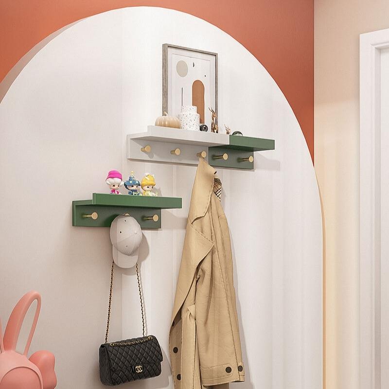 Stilig Vägghylla med Guldkrokar | Klädhängare | 2-5 Kroks Entréorganiseringshylla | Brick by Brick