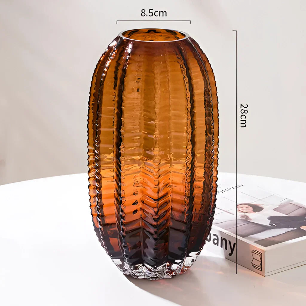 Elegant glas-kaktusvas – Konstfull glasvas för stilinredning