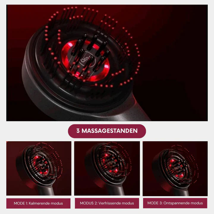 Elektrisk hårbottenmassageborste med LED-ljusterapi