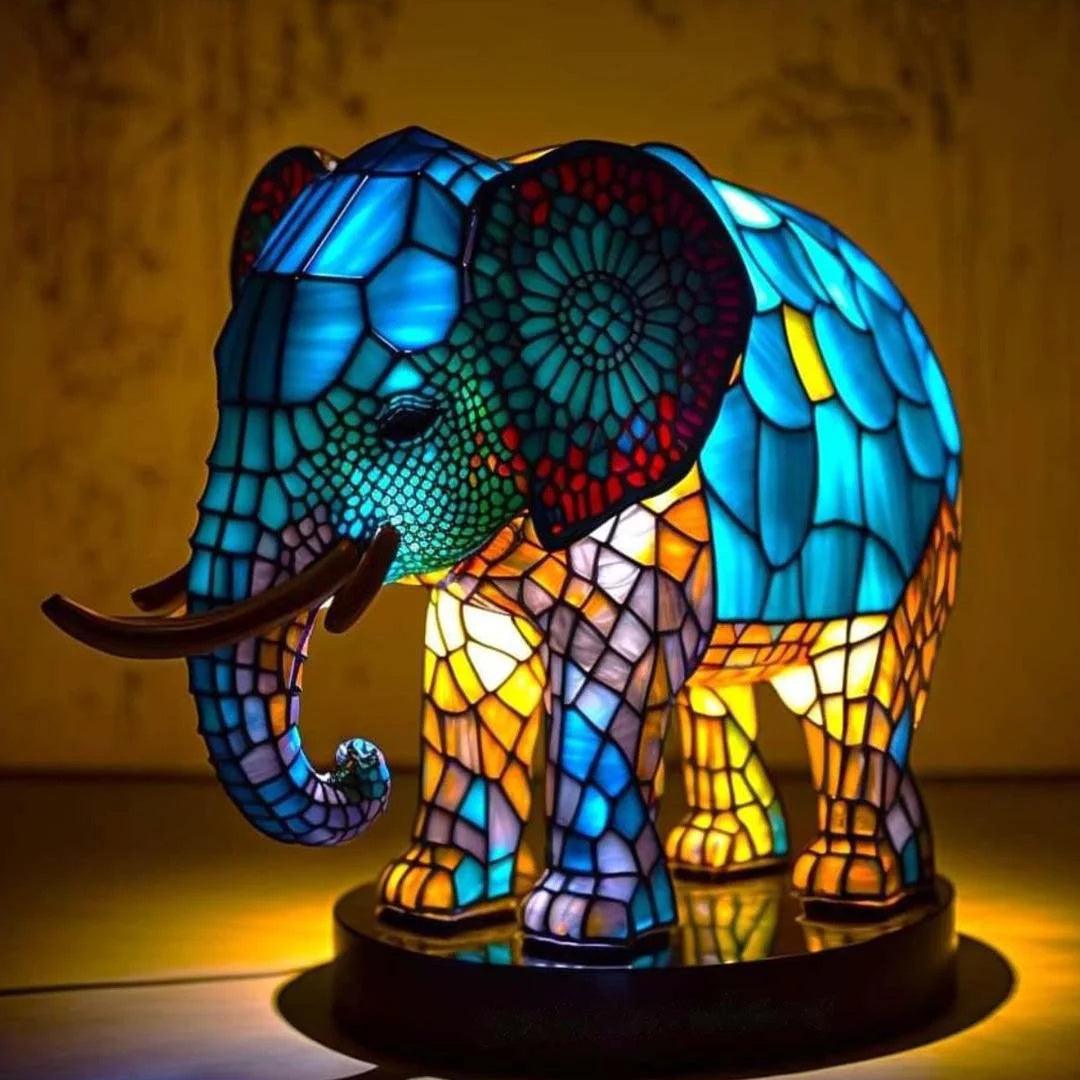 Animal Färgat Glas Bordslampa Ornament
