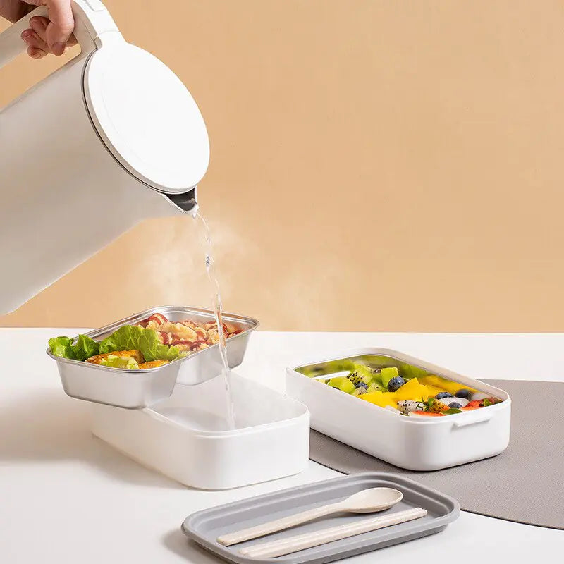 2-lagers rostfri stål Bento-lunchbox med lock