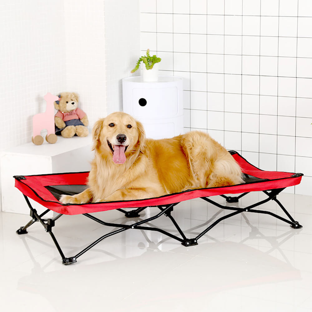 Andningsbar Fuktresistent Fällbar Hög Camping Säng Stor Hundefröjd