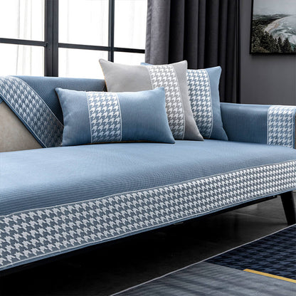 Kylande Houndstooth Is Silke Andningsbar Sofföverdrag