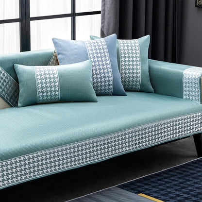 Kylande Houndstooth Is Silke Andningsbar Sofföverdrag