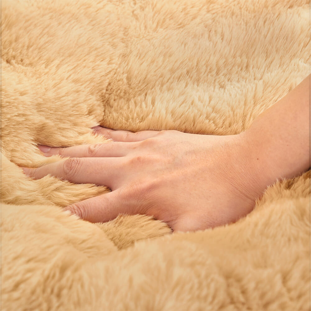 Ultra Soft Faux Rabbit Fur Pet Mat Lyxigt Komfort Stöd