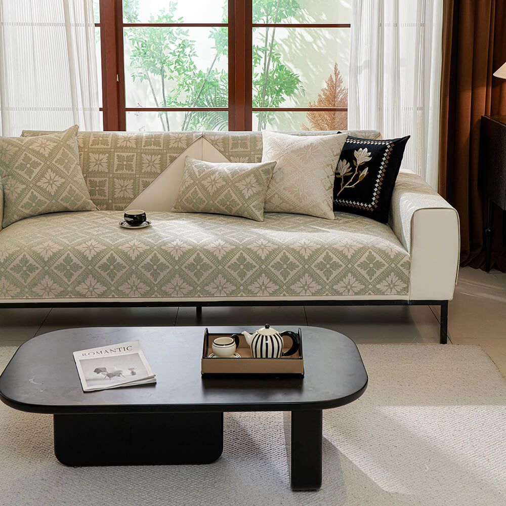 Fransk Elegans Chenille Mjuk Andningsbar Sofföverdrag 4 Säsonger