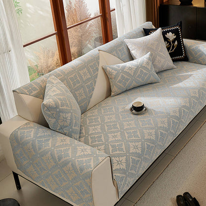 Fransk Elegans Chenille Mjuk Andningsbar Sofföverdrag 4 Säsonger