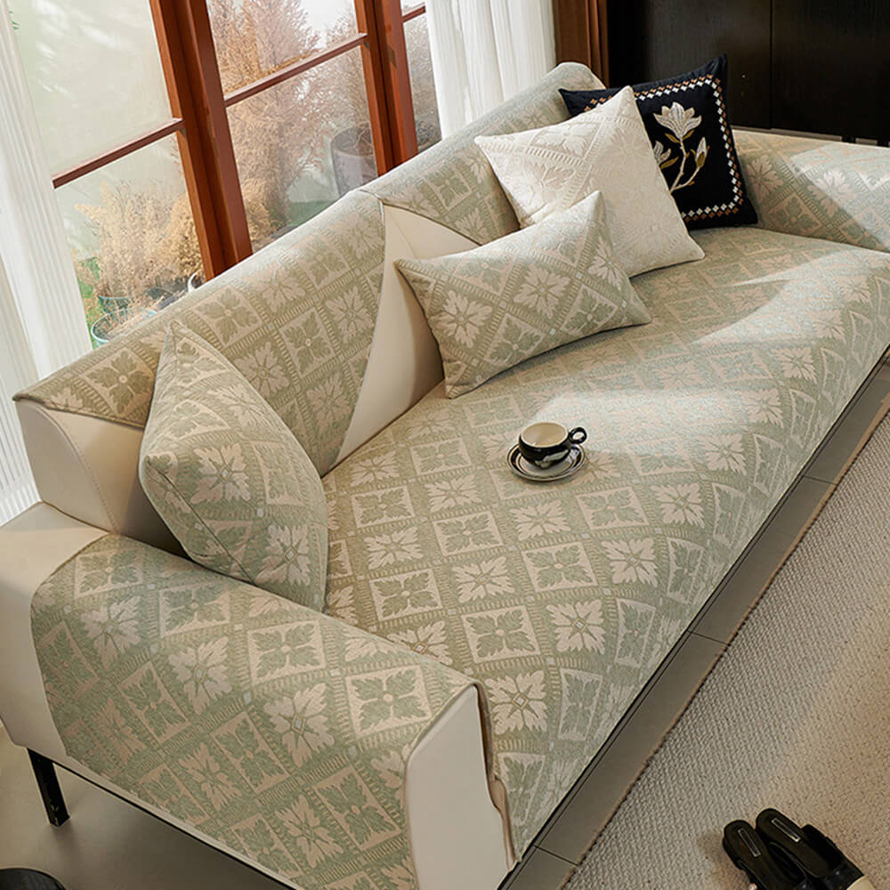 Fransk Elegans Chenille Mjuk Andningsbar Sofföverdrag 4 Säsonger