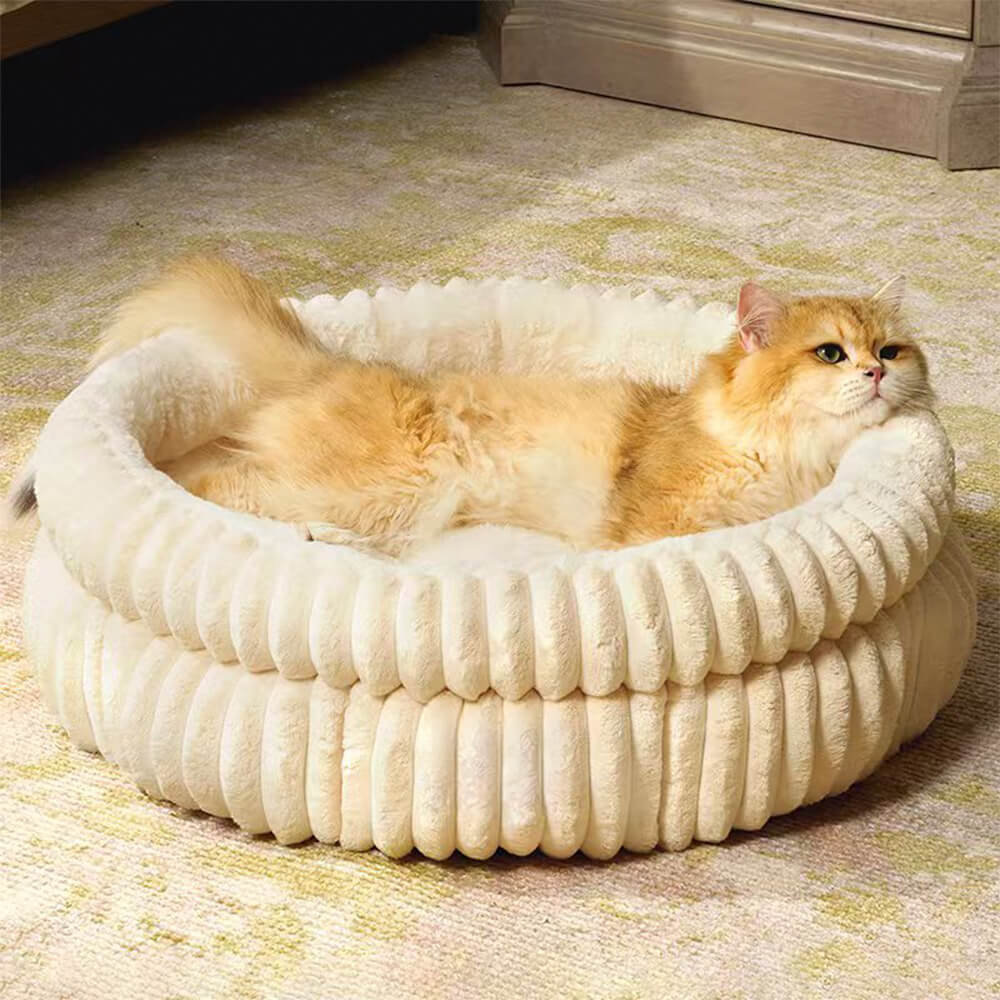 Ultra-Plush Mjölk Sammet Faux Fur Husdjurs Säng Cozy Comfort