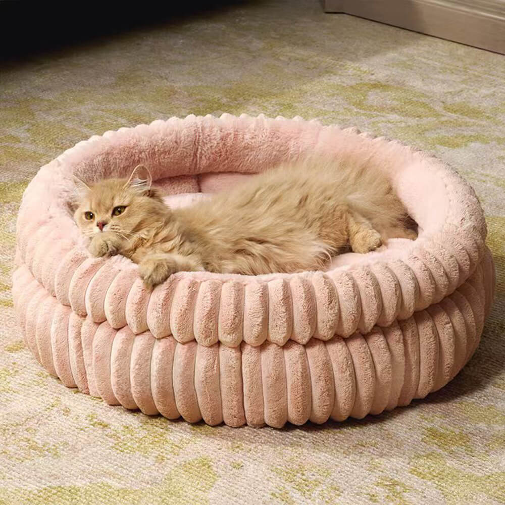 Ultra-Plush Mjölk Sammet Faux Fur Husdjurs Säng Cozy Comfort