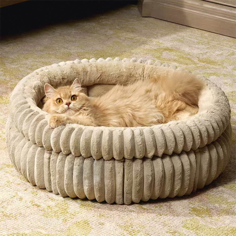 Ultra-Plush Mjölk Sammet Faux Fur Husdjurs Säng Cozy Comfort