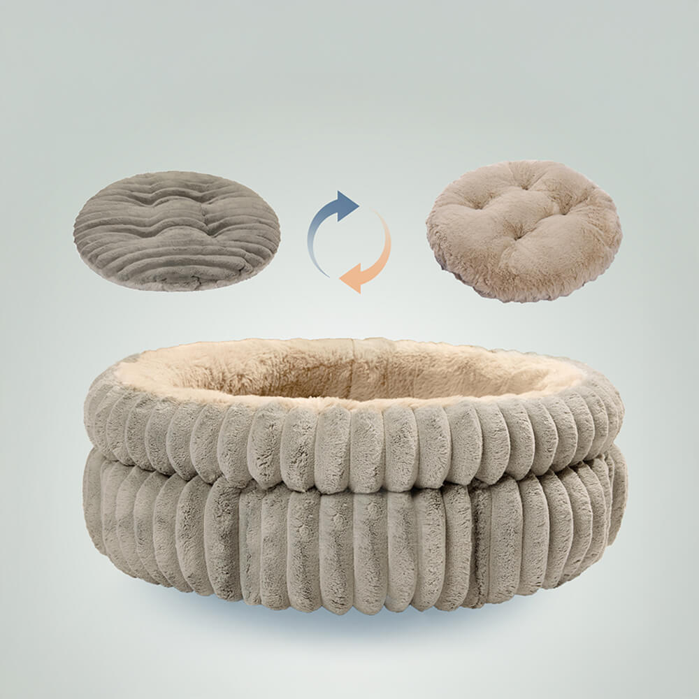 Ultra-Plush Mjölk Sammet Faux Fur Husdjurs Säng Cozy Comfort