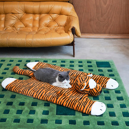 Tigershaped Plushmat Mysig Stilfull för Djur och Människor