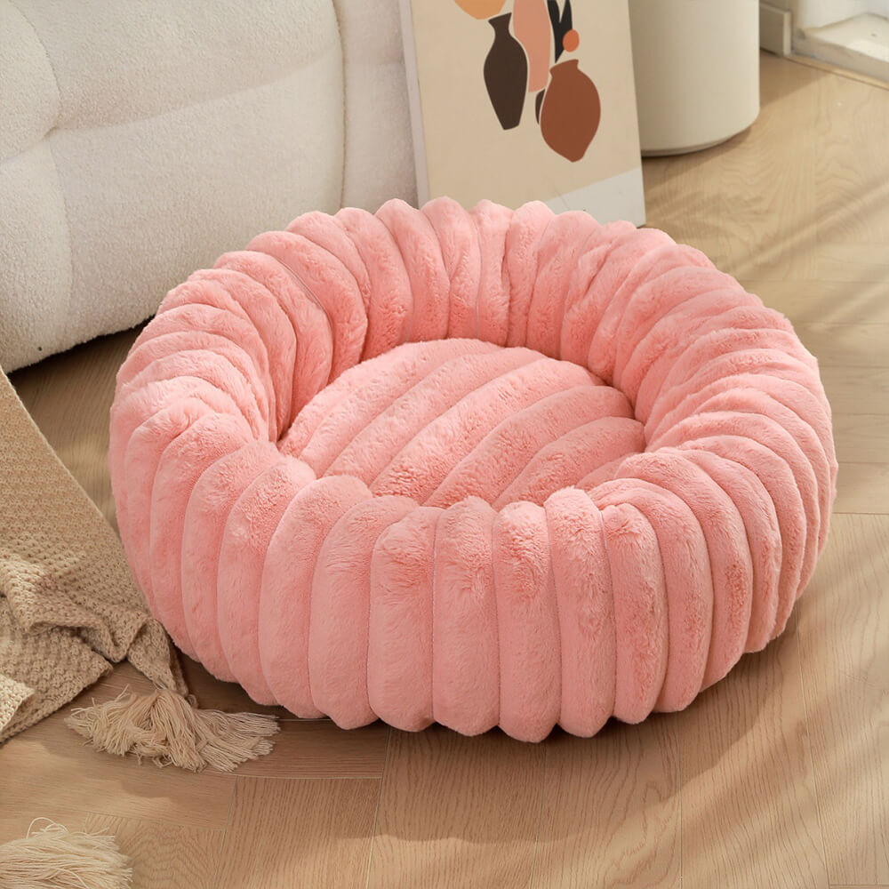Ultra-Mjuk Donut Husdjursbädd Mysig Stödjande Plush Design