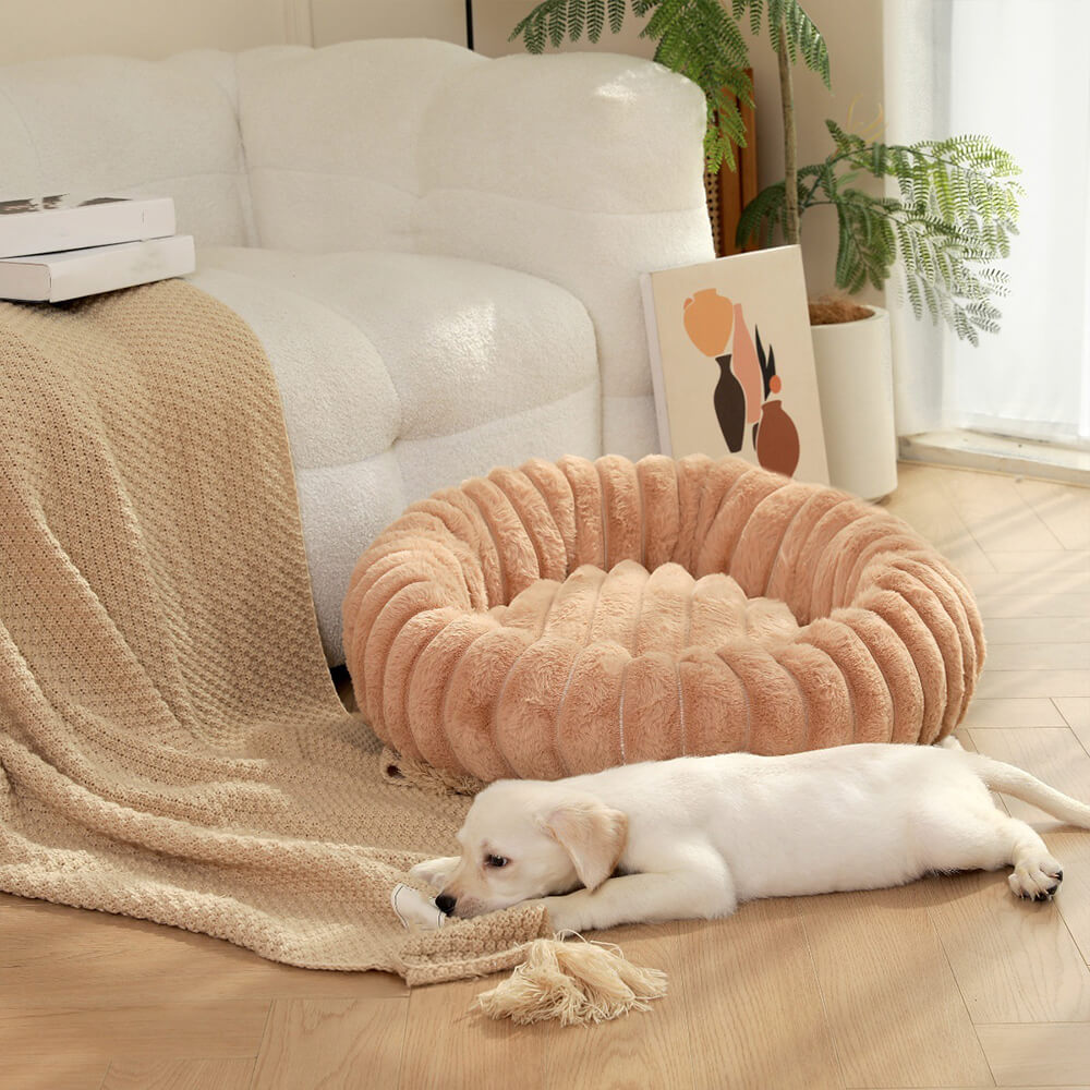 Ultra-Mjuk Donut Husdjursbädd Mysig Stödjande Plush Design