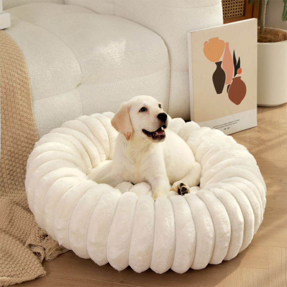 Ultra-Mjuk Donut Husdjursbädd Mysig Stödjande Plush Design