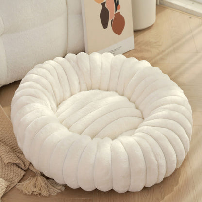 Ultra-Mjuk Donut Husdjursbädd Mysig Stödjande Plush Design
