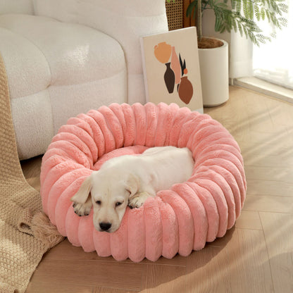 Ultra-Mjuk Donut Husdjursbädd Mysig Stödjande Plush Design