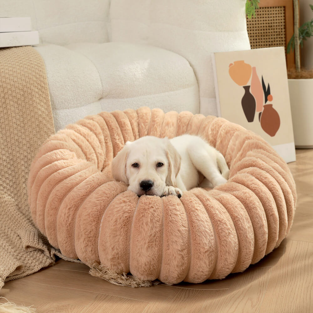 Ultra-Mjuk Donut Husdjursbädd Mysig Stödjande Plush Design