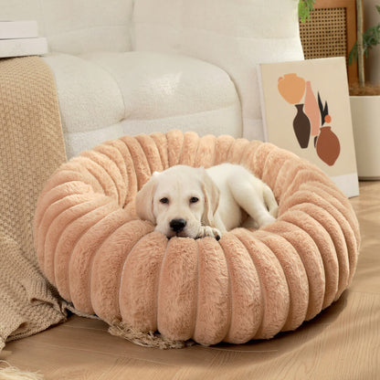 Ultra-Mjuk Donut Husdjursbädd Mysig Stödjande Plush Design