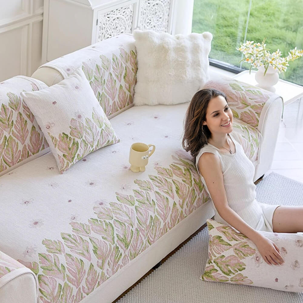 Chenille Romantisk Botanisk Design Bekväm Sofföverdrag