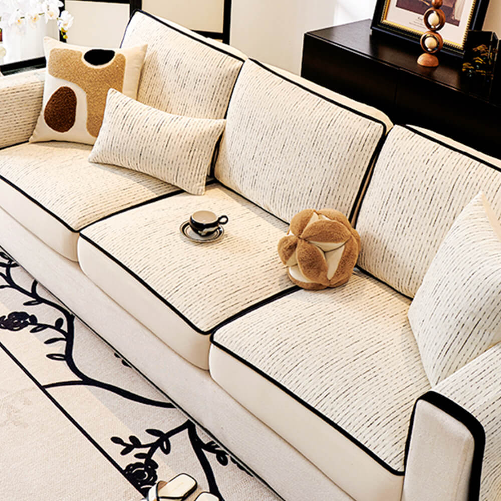 Linear Modern Stretch Chenille Full Wrap Sofföverdrag - Mjukt Hållbart Design