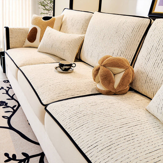Linear Modern Stretch Chenille Full Wrap Sofföverdrag - Mjukt Hållbart Design